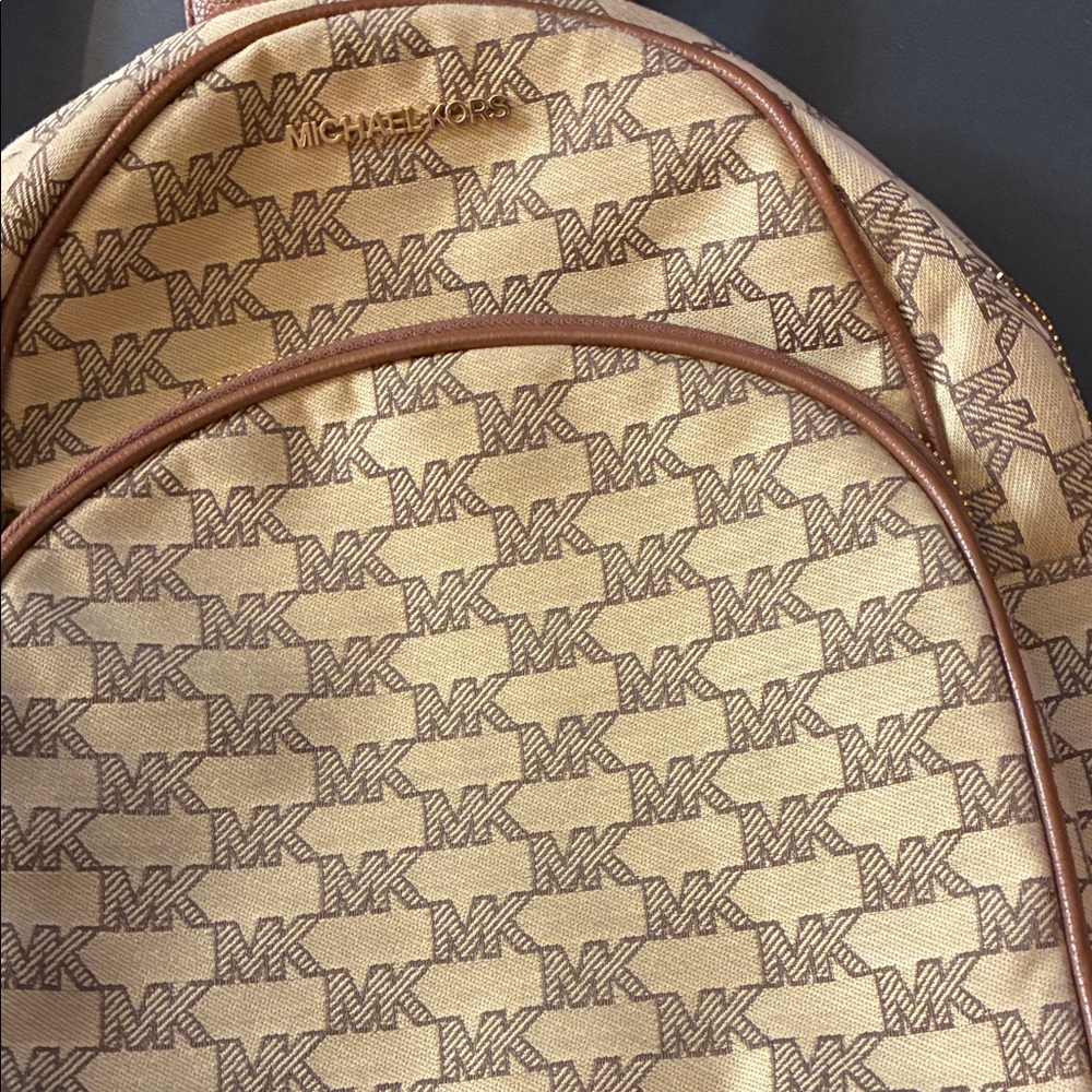 Michael Kors Signature Pattern Backpack in Brown and Cream